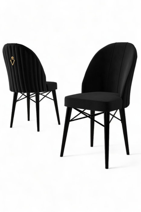 Hanah Home Juego de 6 Sillas Ritim - Negro, Tela Babyface y Patas Madera